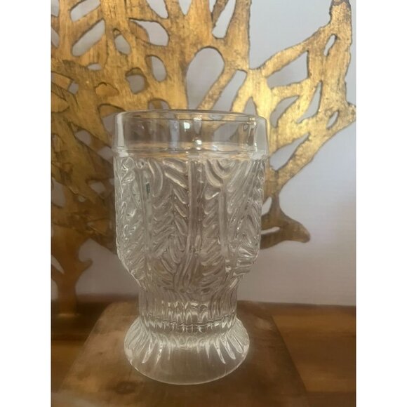 MCM Dansk Bohemian Style 8 oz Tumbler Glasses Set Of 4 Leaf Pattern Vintage - Picture 2 of 7